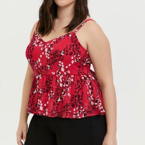 TORRID 5X chiffon peplum midi plus cami pink red